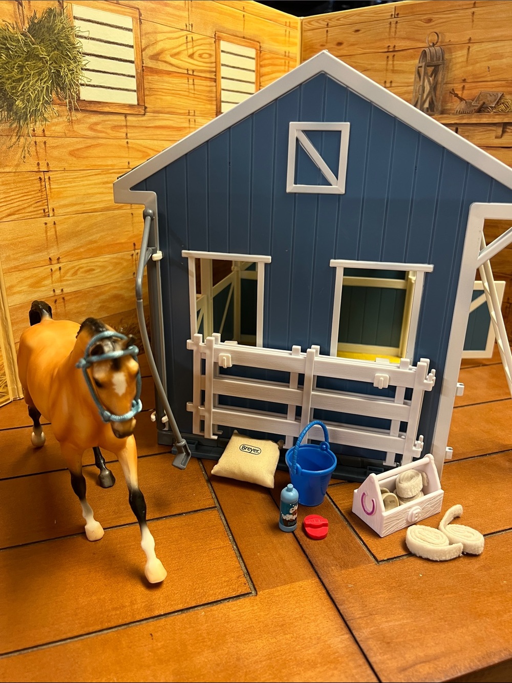 Breyer Blue & White Horse Barn Playset with Ladder